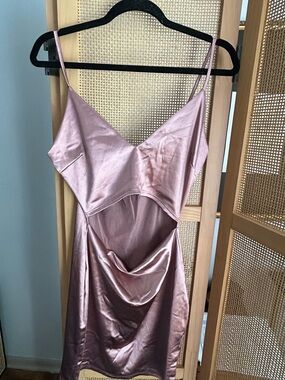 Windsor Rose Gold Satin Strapless Cutout Dress